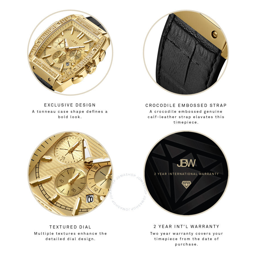 JBW Echelon Quartz Diamond Gold Dial Men's Watch J6379E - Dawson Watches #4