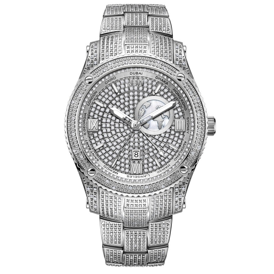 Jbw Jet Setter GMT Quartz Diamond Silver Dial Men's Watch J6370B - Dawson Watches