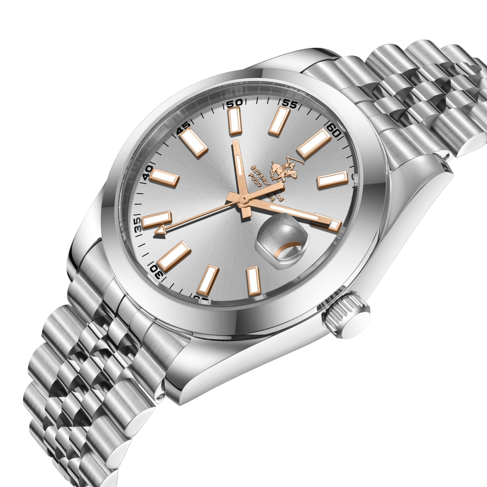 Beverly Hills Polo Club All Silver Grey Dial Date Watch BP3810X.330