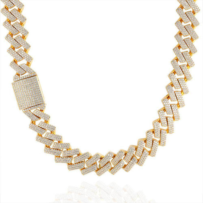 Big Daddy 18mm Gold & Diamond Prong Link Chain
