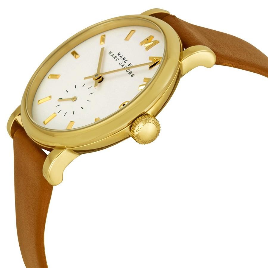 Marc Jacobs Baker White Dial Tan Leather Strap 36.5mm Ladies Watch MBM1316 - Kiwi Watches