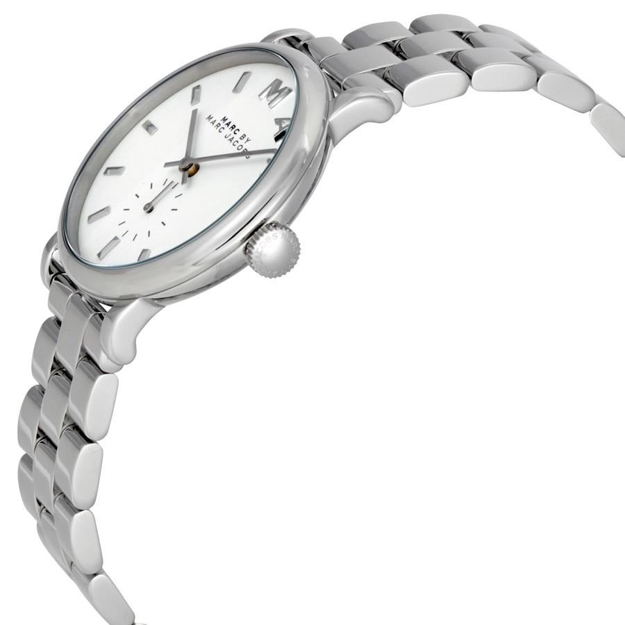 Marc Jacobs Baker White Dial Silver Tone 36.5mm Ladies Watch MBM3242 - Kiwi Watches