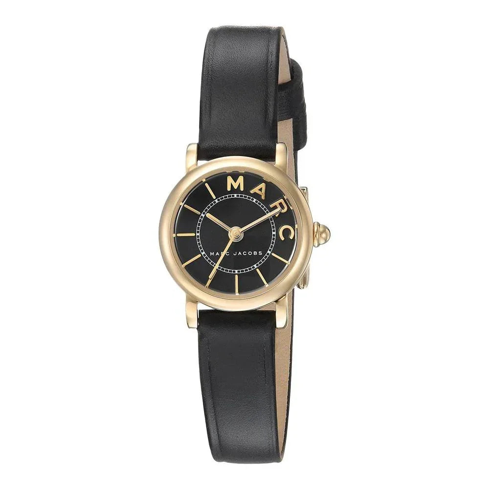 Marc Jacobs Classic Black Dial Black Leather Gold Tone Women's Watch - MJ1585