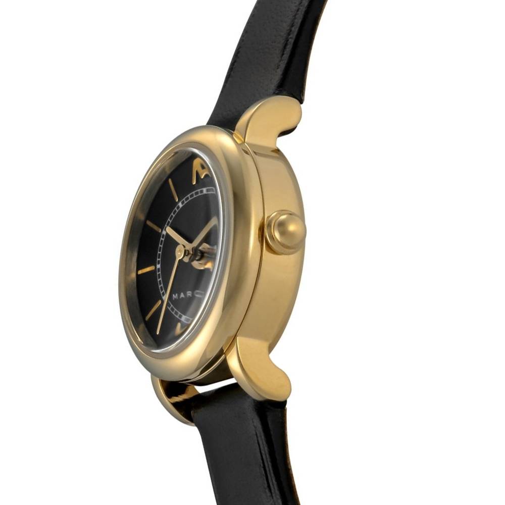 Marc Jacobs Classic Black Dial Black Leather Gold Tone Women's Watch - MJ1585