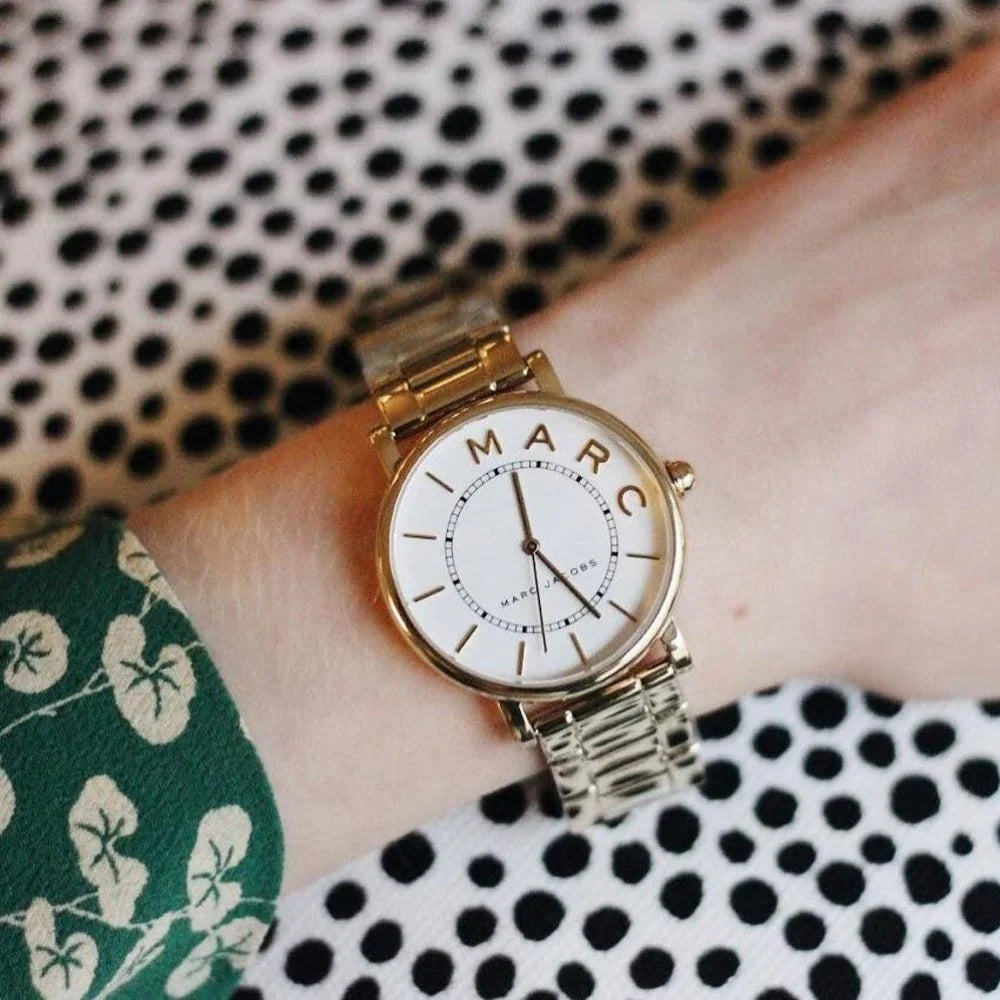 Marc Jacobs Roxy White Dial Gold Steel Strap Women Watch - MJ3522