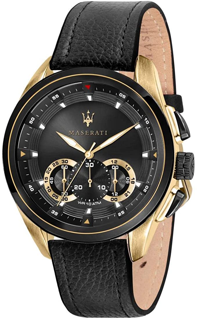 Maserati Black Leather Men's Watch R8871612033 - The Watches Men & CO