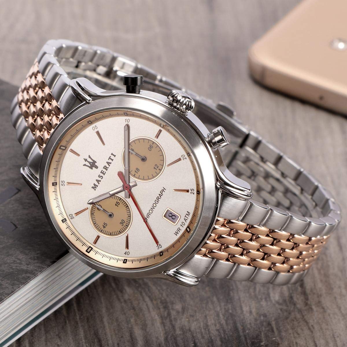 Maserati Legend 42 mm Chronograph Ivory Dial Watch R8873638002