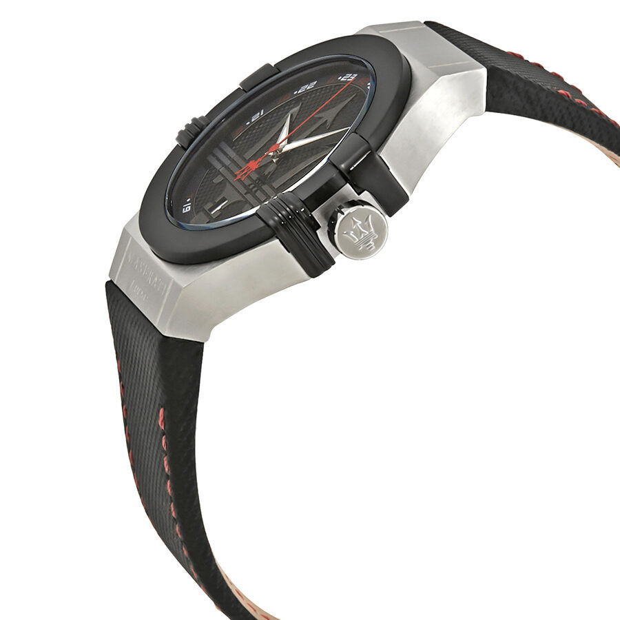 Maserati Potenza Black Dial Black Leather Men's Watch R8851108001 - The Watches Men & Co #2