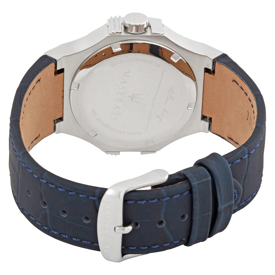 Maserati Potenza Blue Dial Blue Leather Watch R8851108015