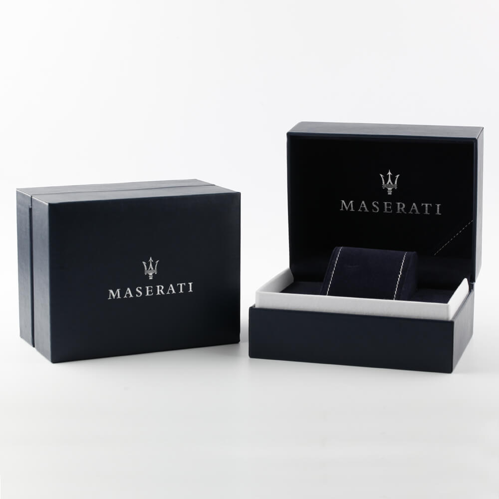 Maserati Potenza watch with black presentation box and white interior cushion