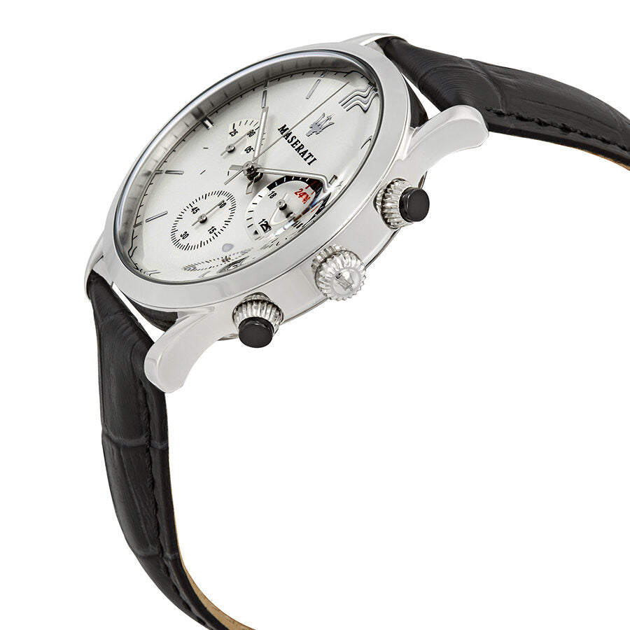 Maserati Ricordo Silver Dial Black Leather Watch R8871633001