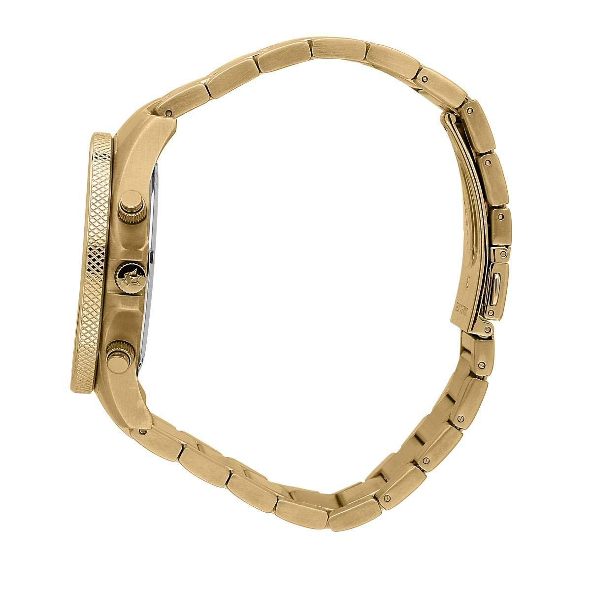 Side view of Maserati Sfida gold stainless steel bracelet and case