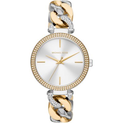 Michael Kors Michael Kors Catelyn Three-Hand Crystals Silver Dial Two Tone Steel Strap Watch MK4633