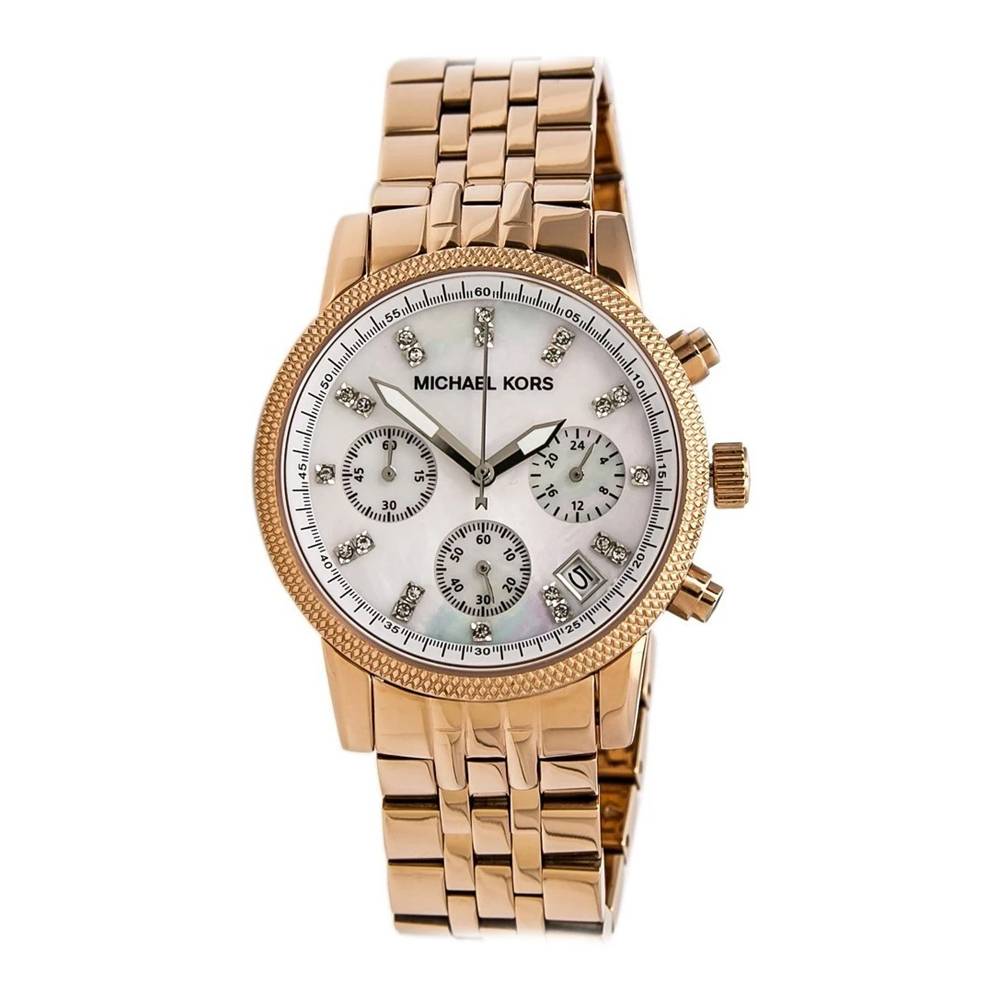 Michael Kors Chronograph Rose Gold Ladies Watch MK5026 - The Watches Men & CO