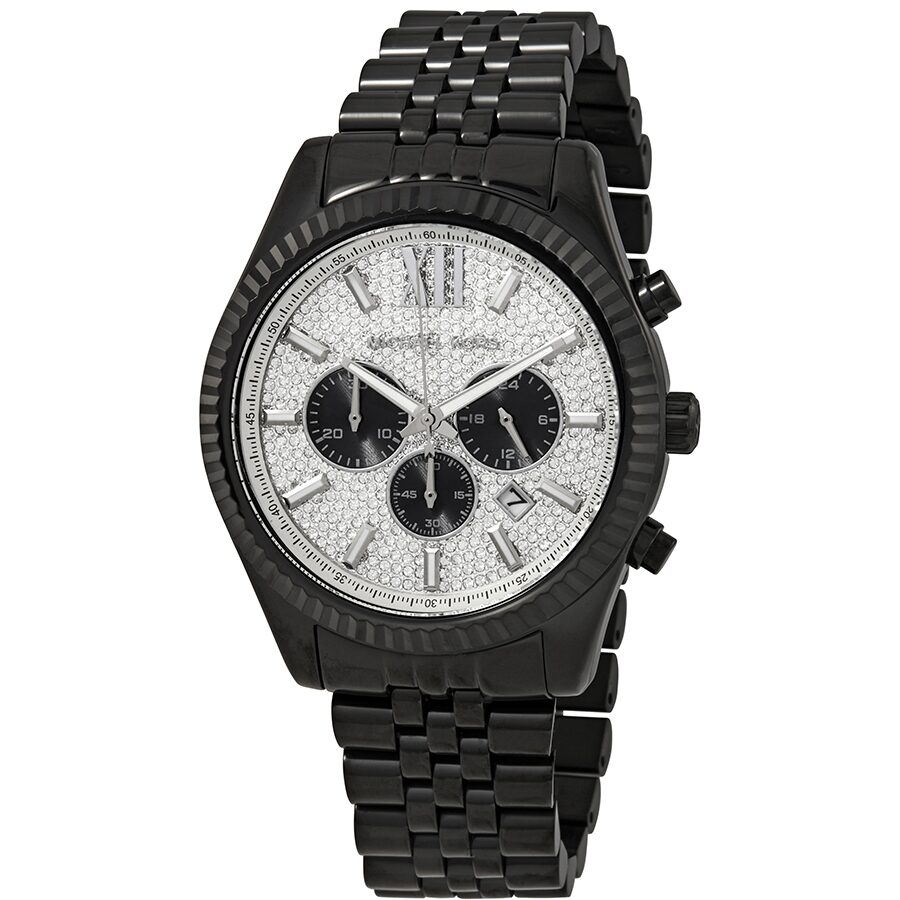 Michael Kors Lexington Chronograph Silver Crystal Pave Dial Men's Watch MK8605 - BigDaddy Watches