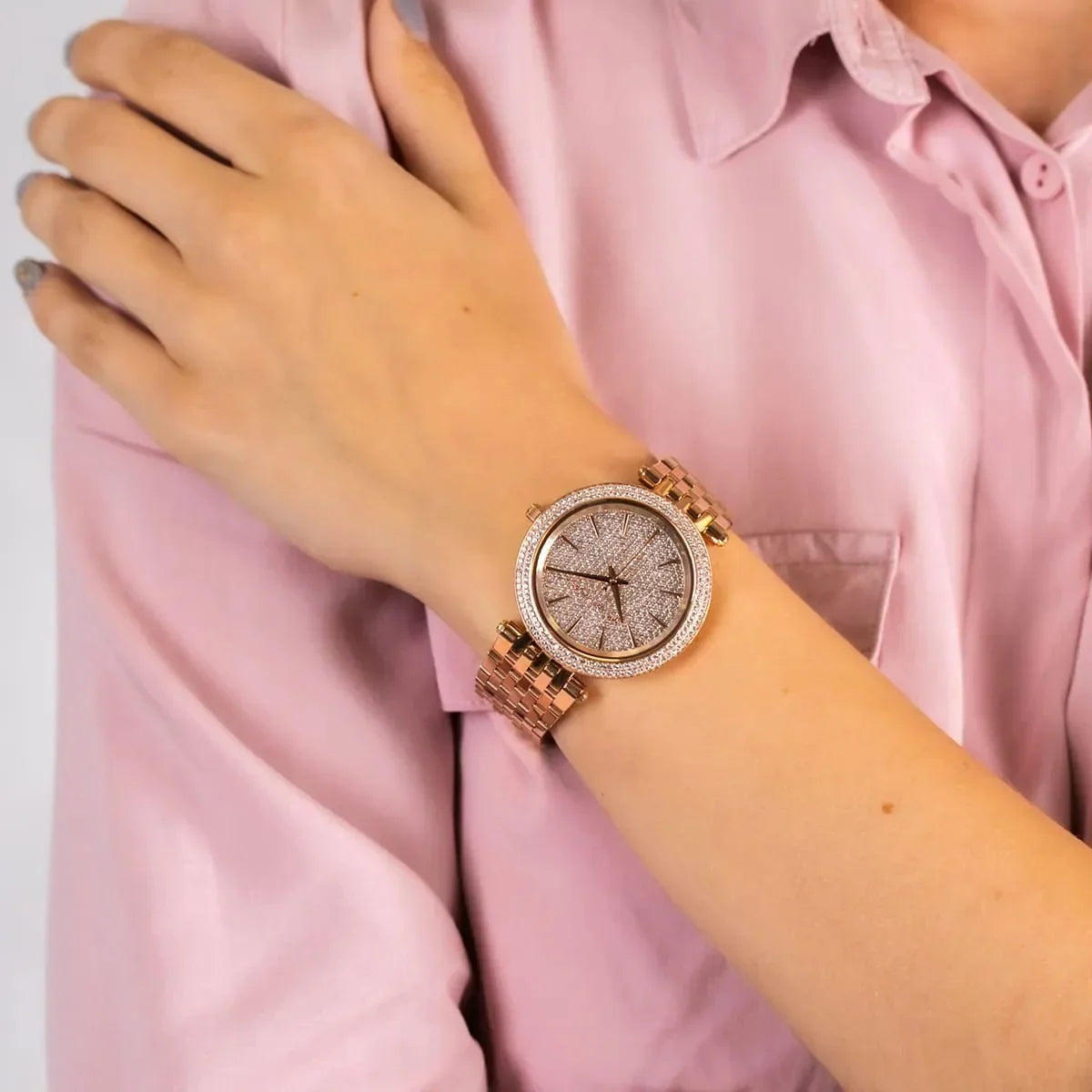 Michael Kors Darci Crystal Pave Dial Rose-gold Women's Watch - MK3439
