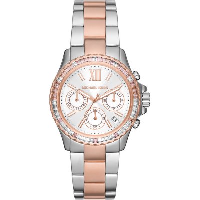 Michael Kors Everest Chronograph White Dial Two Tone Steel Strap Watch MK7214