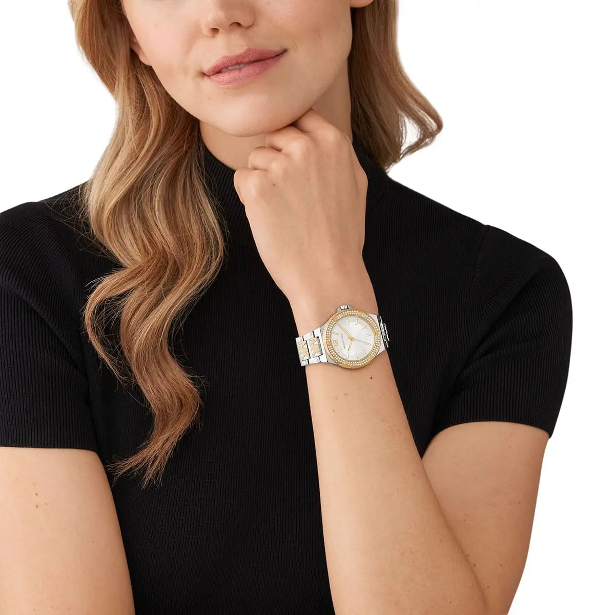 Michael Kors Lennox Pavé Two-Tone Logo Ladies Watch - MK7338
