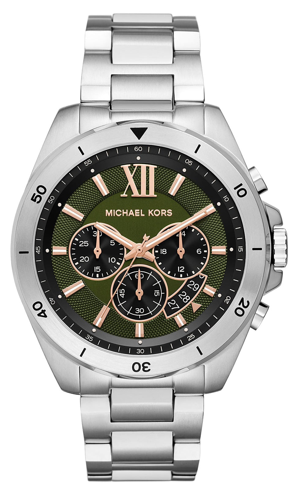 Michael Kors Brecken MK8984 oversized silver-tone men's chronograph watch with black dial