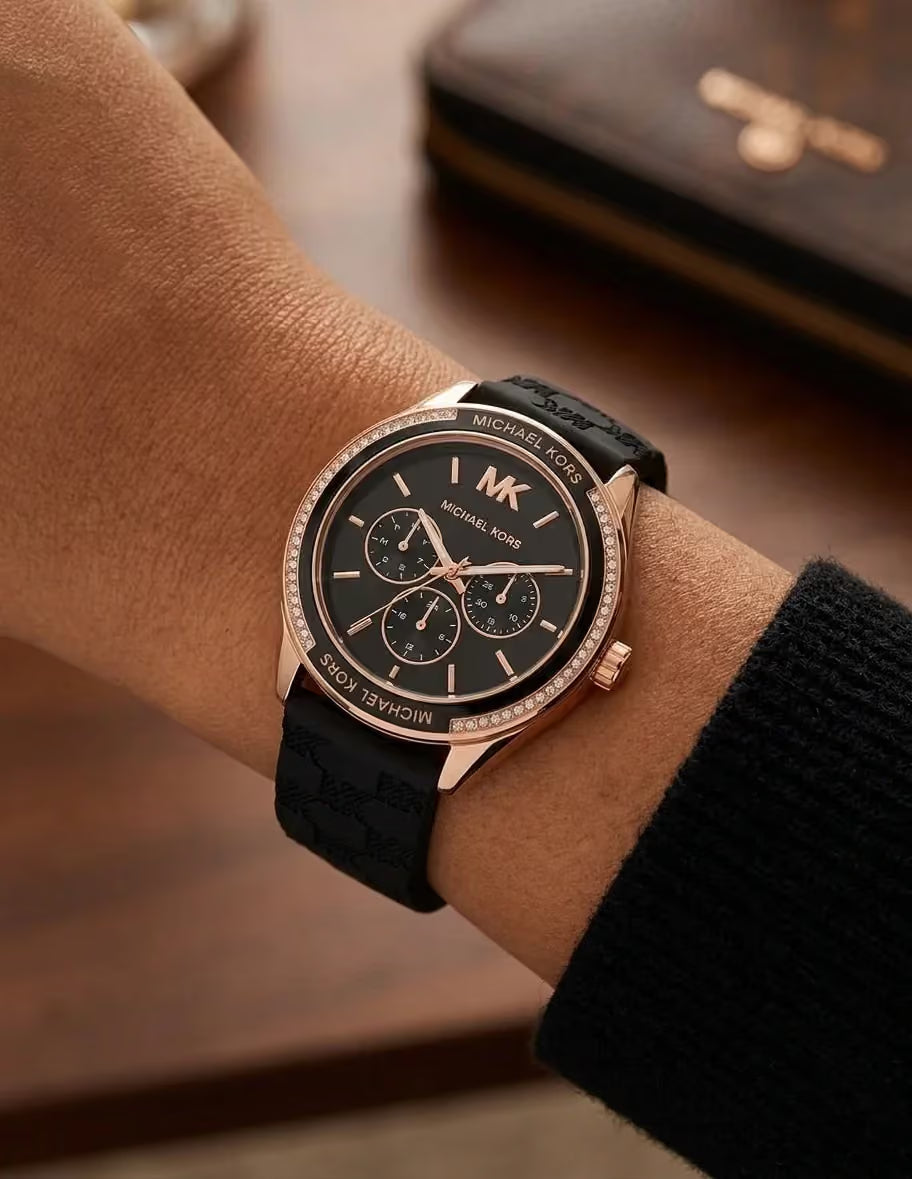 Michael Kors Oversized Jessa Multifunction Black Silicone Strap Women's Watch - MK7266