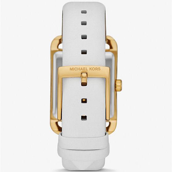 Michael Kors Petite Quartz White Dial White Leather Strap Women's Watch- MKO1059