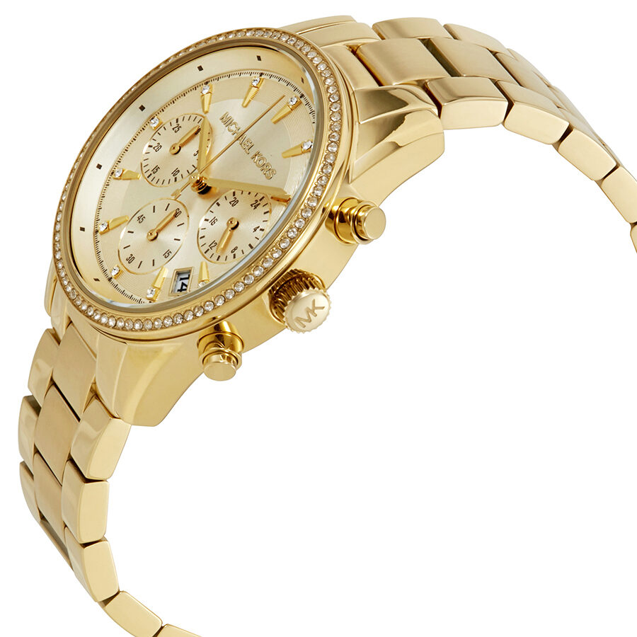 Michael Kors Ritz Chronograph Gold Dial Ladies Watch MK6356 - BigDaddy Watches #2