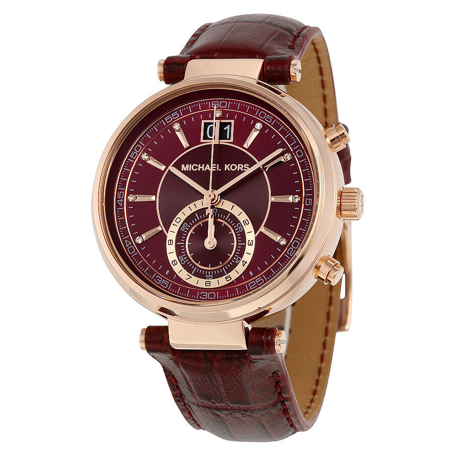 Michael Kors Sawyer Burgundy Dial Burgundy Leather Ladies Watch MK2426 - BigDaddy Watches