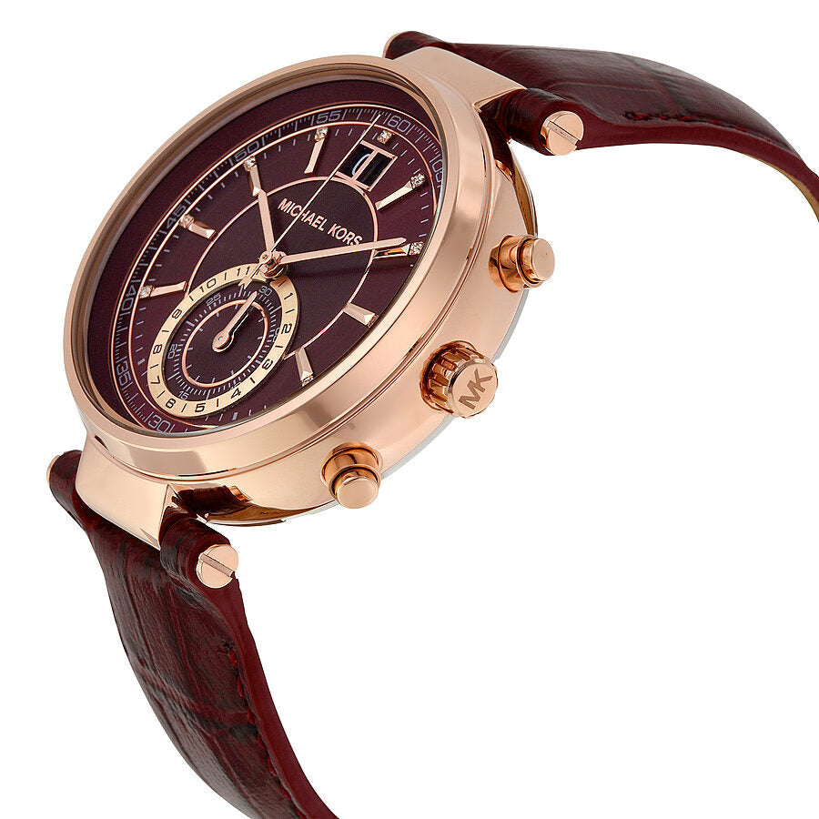 Michael Kors Sawyer Burgundy Dial Burgundy Leather Ladies Watch MK2426 - BigDaddy Watches #2