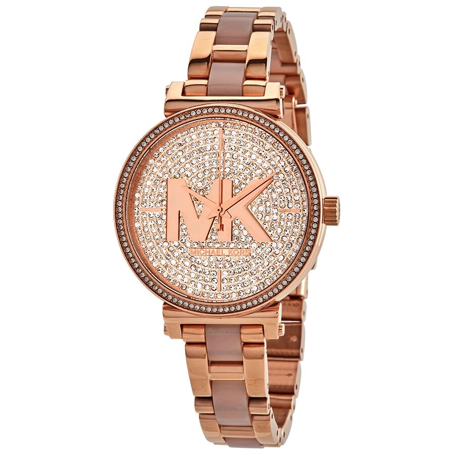 Michael Kors Sofie Quartz Crystal Rose Gold Dial Ladies Watch MK4336