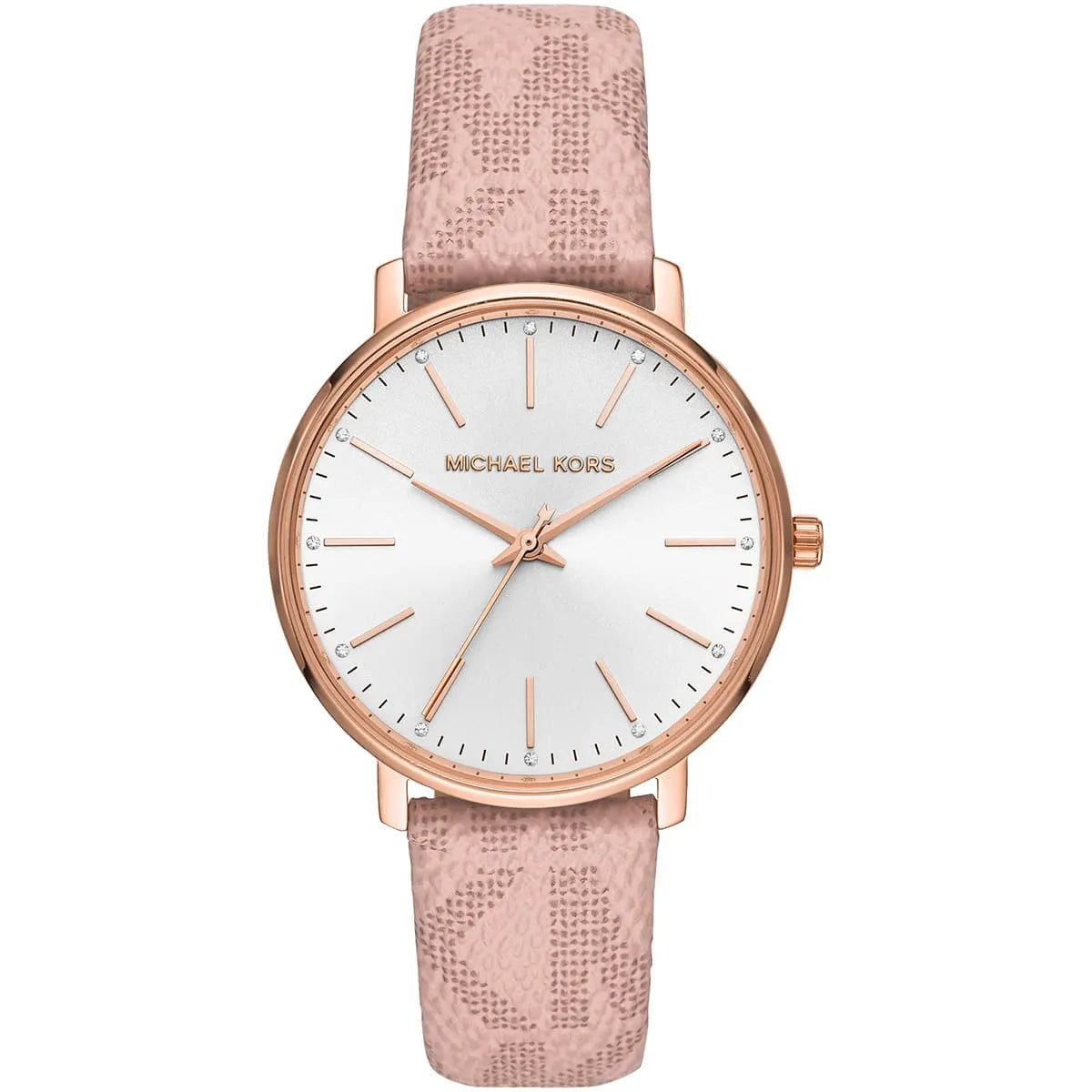 Michael Kors Pyper Silver Dial Pink Genuine Leather Women's Watch - MK2859