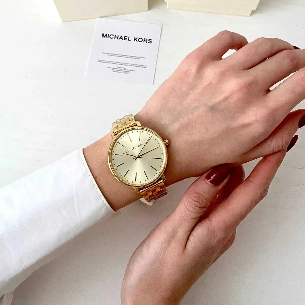 Michael Kors Pyper Crystal Yellow Gold-tone Dial Ladies Watch MK3898