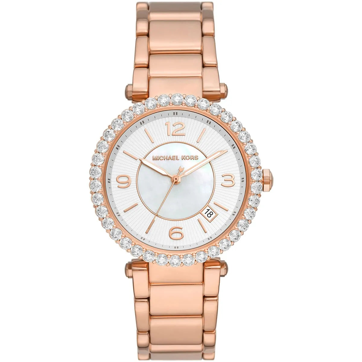 Michael Kors Parker Three-Hand White MOP Dial Rose Gold Women's Watch - MK4695