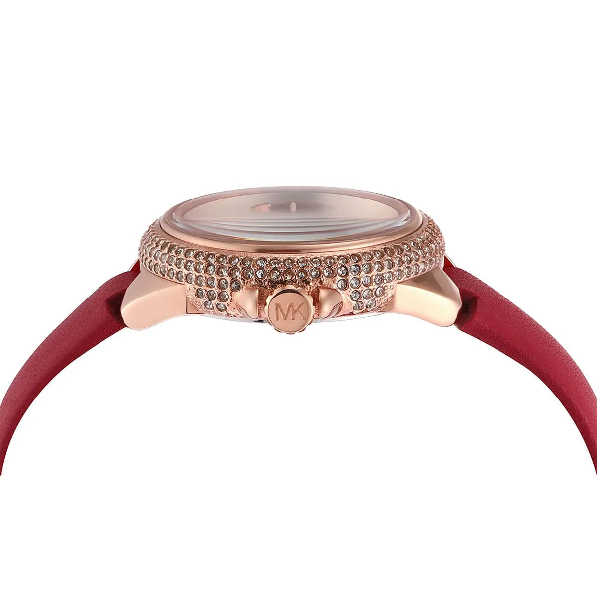 Michael Kors Camille Pave Checkerboard Red Genuine Leather Women's Watch - MK4701
