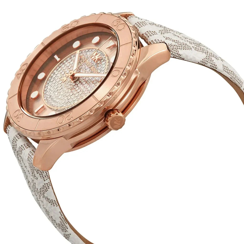 Michael Kors Oversized Runway Dive Pavé Rose Gold-Tone and Logo Watch - MK6980