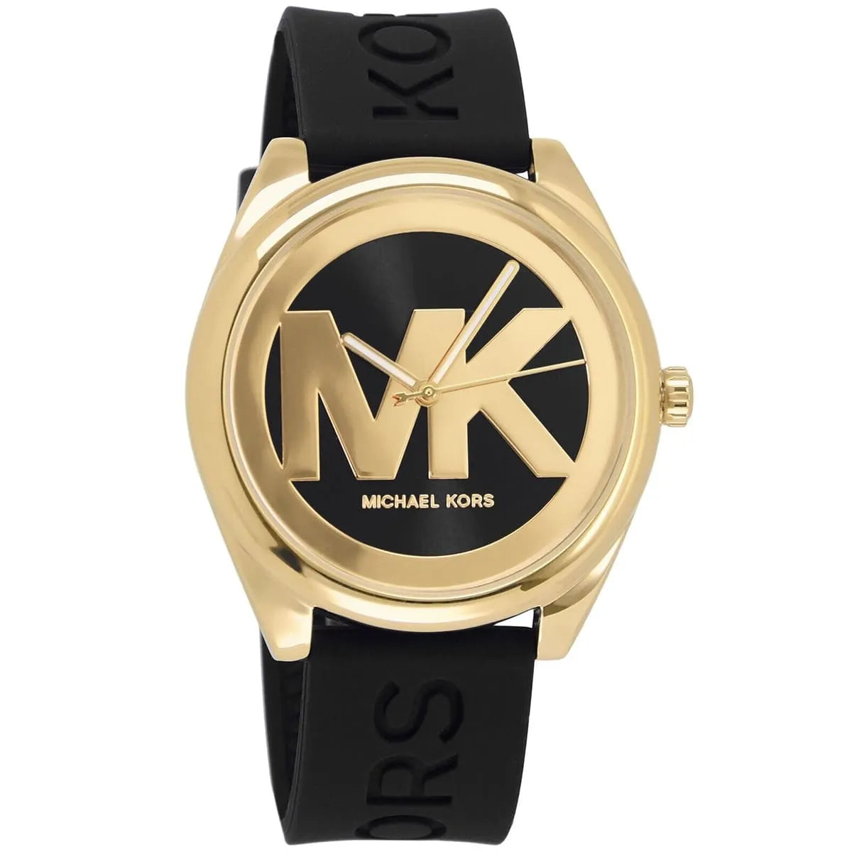 Michael Kors Janelle Black and Gold-Tone Logo Dial Black Silicone Women's Watch - MK7313