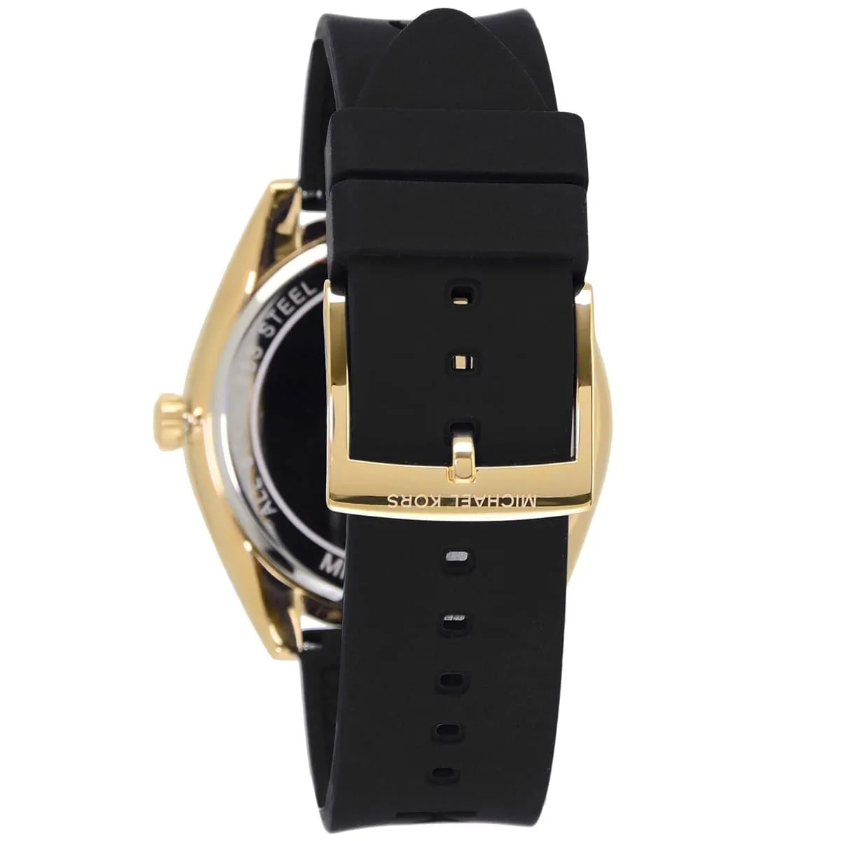 Michael Kors Janelle Black and Gold-Tone Logo Dial Black Silicone Women's Watch - MK7313