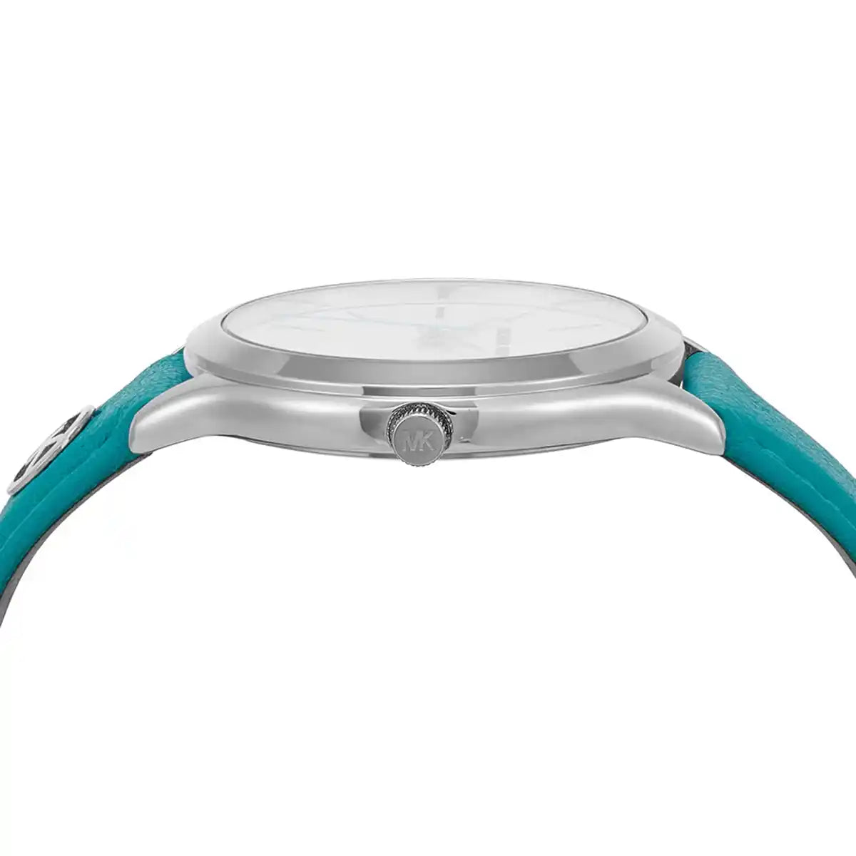 Michael Kors Slim Runway White Dial Santorini Blue Genuine Leather Women's Watch - MK7470