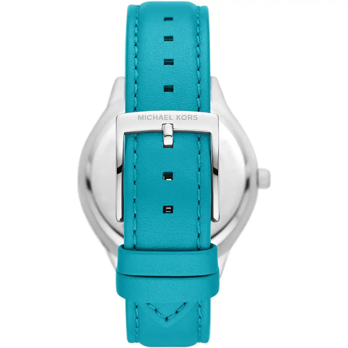 Michael Kors Slim Runway White Dial Santorini Blue Genuine Leather Women's Watch - MK7470