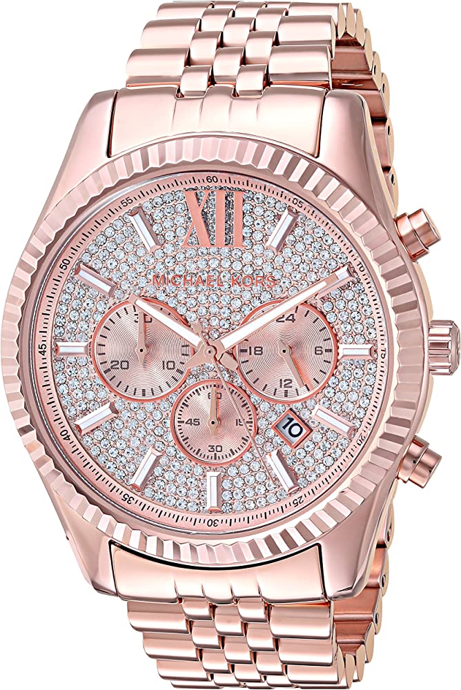 Michael Kors Lexington Crystal All Diamond Pave Dial Chrono Watch MK8580