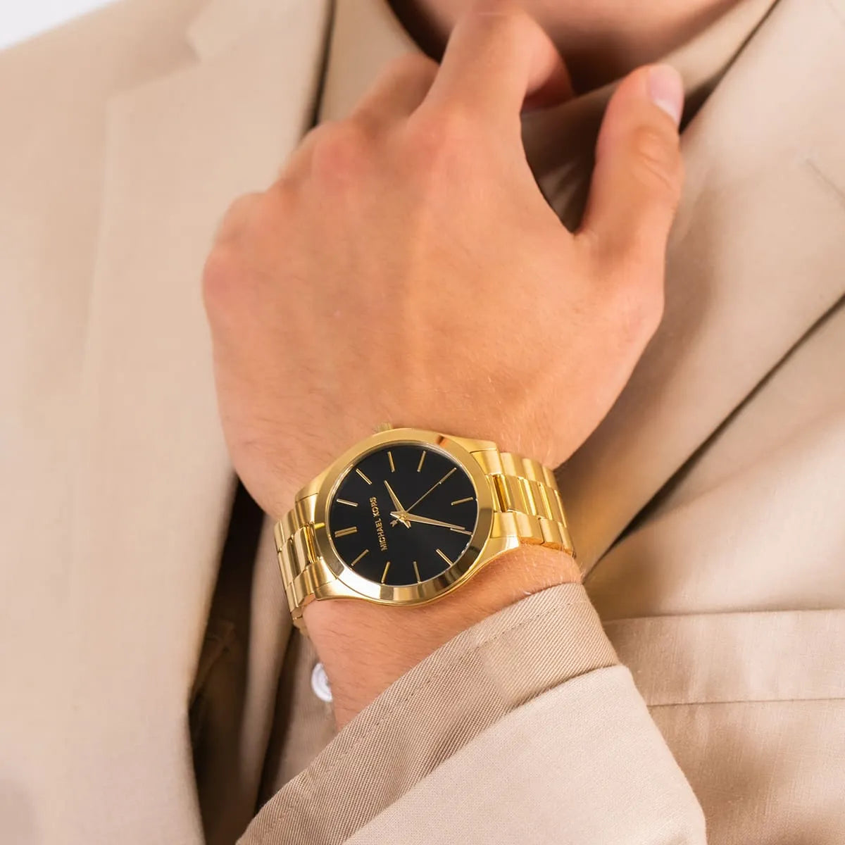 Michael Kors Oversized Slim Runway Balck Dial Gold Men's Watch - MK8621
