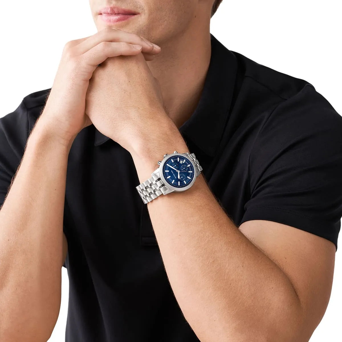 Michael Kors Hutton Chronograph Blue Dial Silver Men's Watch - MK8952