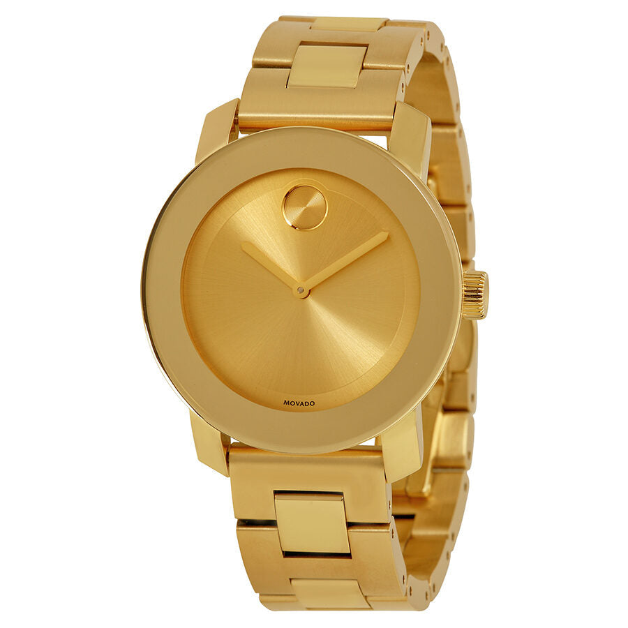 Movado Bold Champagne Dial Yellow Gold Ion-pated Ladies Watch #3600085 - Kiwi Watches