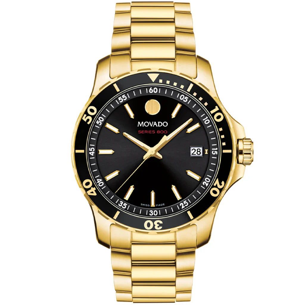 Movado Series 800 Swiss Chronograph Performance Gold Tone Watch 2600145