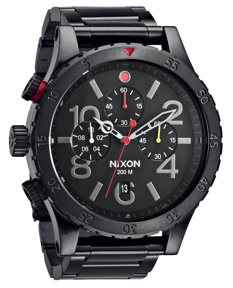 Nixon 48-20 Chrono Black Dial Black Ion-plated Men's Watch Men's Watch A486-1320 - The Watches Men & CO