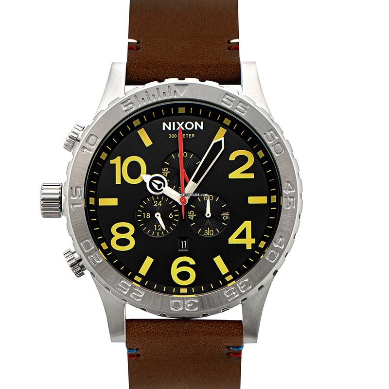 Nixon 51-30 Chrono Black Dial Brown Leather Men's Watch Men's Watch A124-019 - The Watches Men & CO