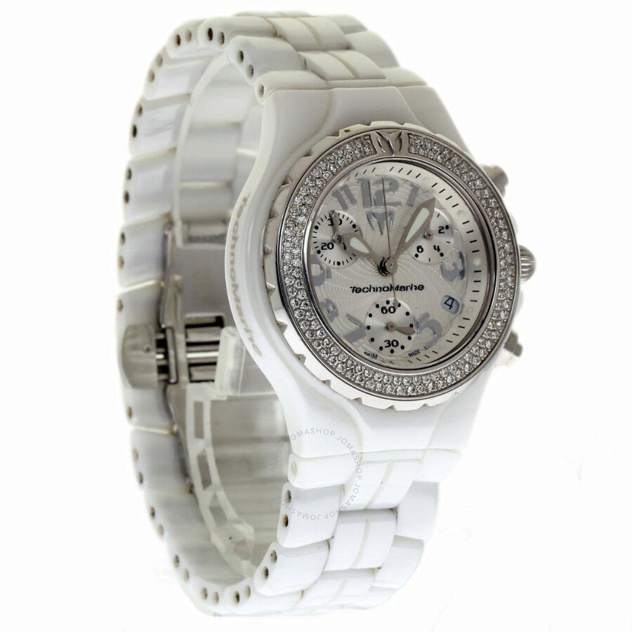 Pre-owned Technomarine Technodiamond Chronograph Silver Dial Ladies Watch DTC55C - The Watches Men & Co #5