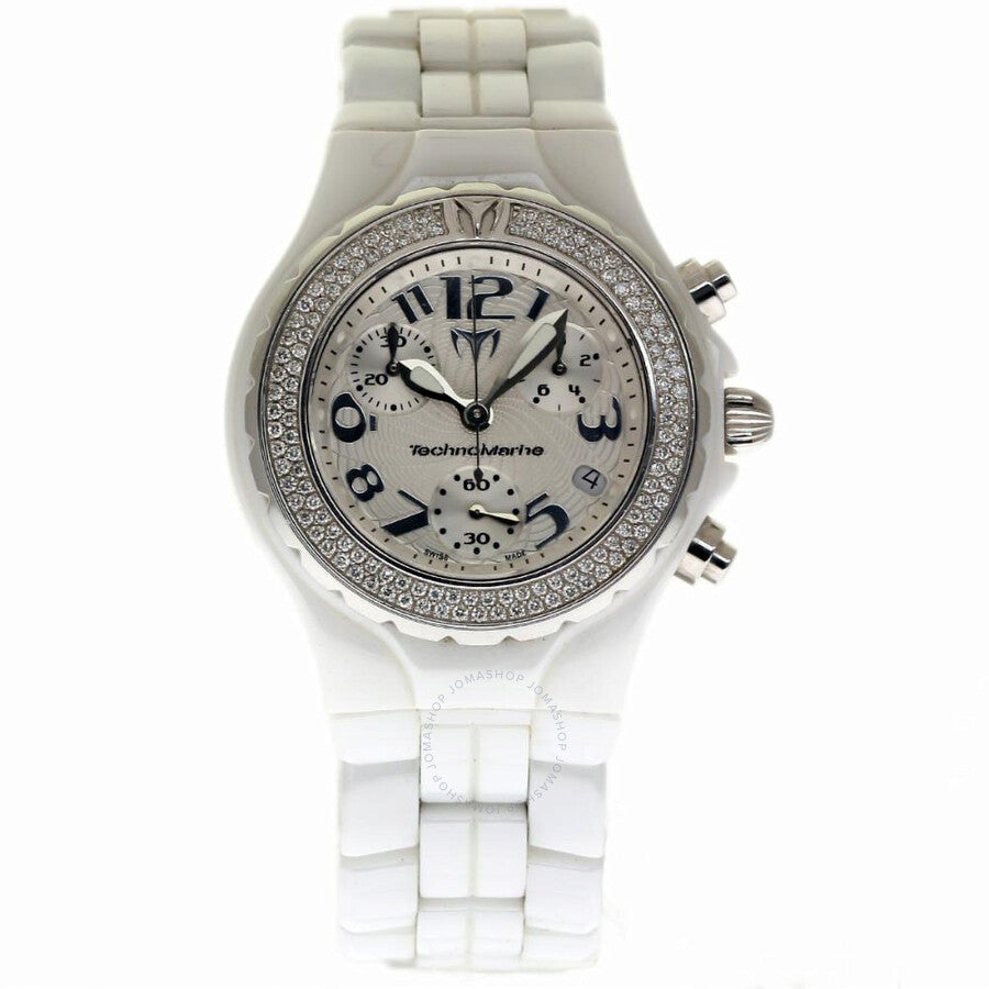 Pre-owned Technomarine Technodiamond Chronograph Silver Dial Ladies Watch DTC55C - The Watches Men & Co #4