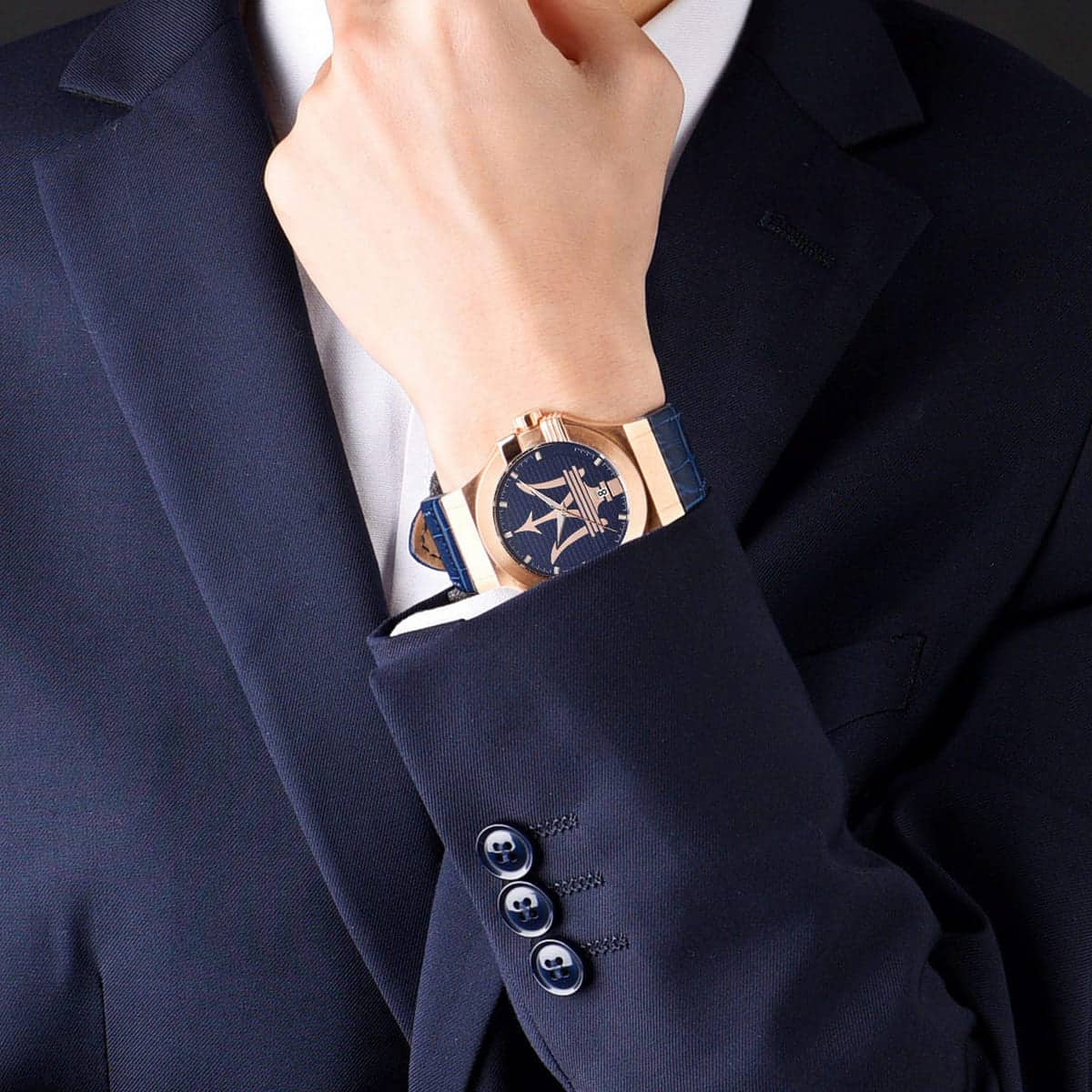 Maserati Potenza Blue Dial Blue Leather Watch R8851108027