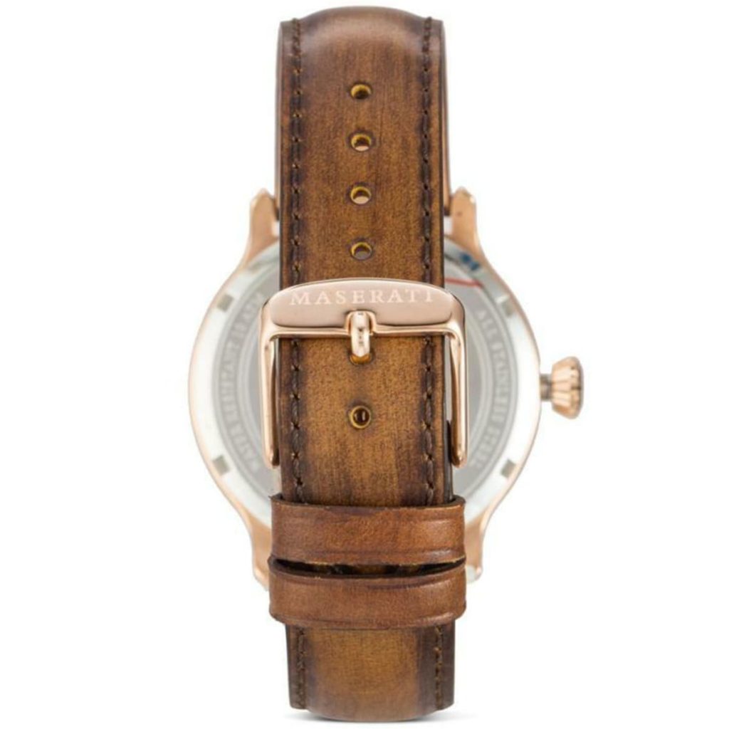 Maserati Epoca Blue Dial Leather Strap Brown Color Watch R8851118001