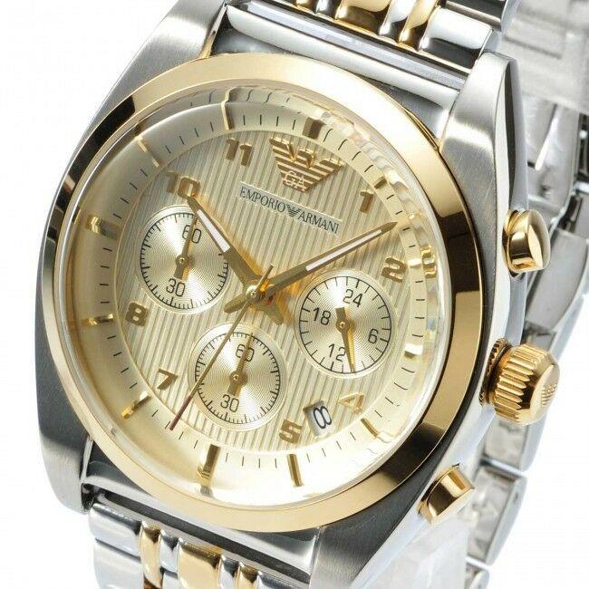 Emporio Armani Classic Silver Dial Two-tone Chronograph Men's Watch AR0396